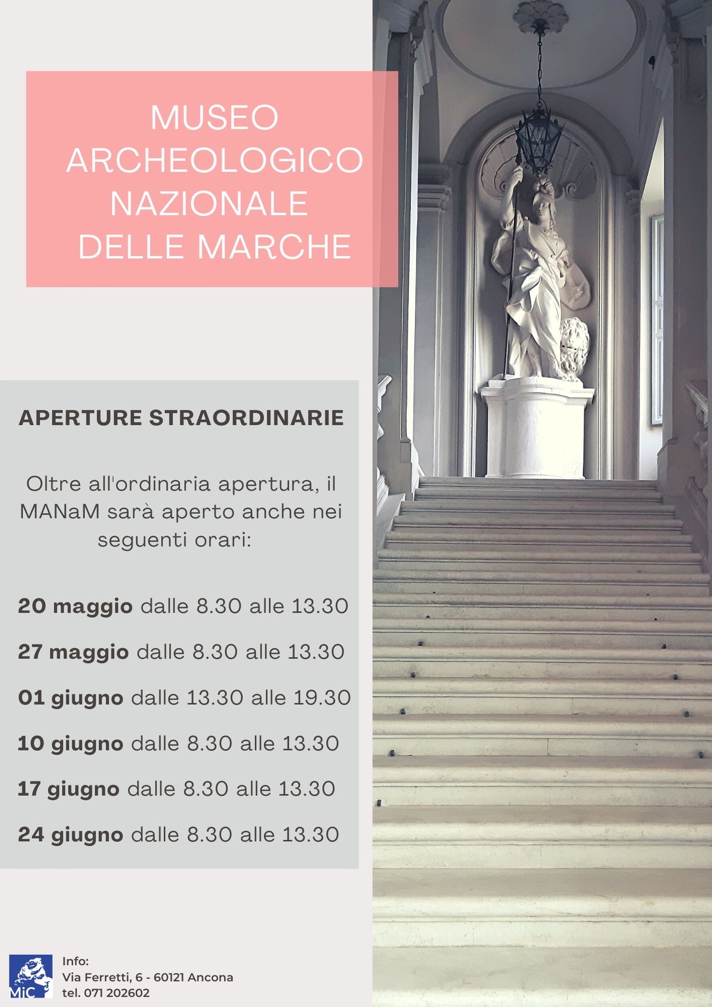 Apertura straordinaria del Museo Archeologico Nazionale delle Marche  il 27 maggio 2021